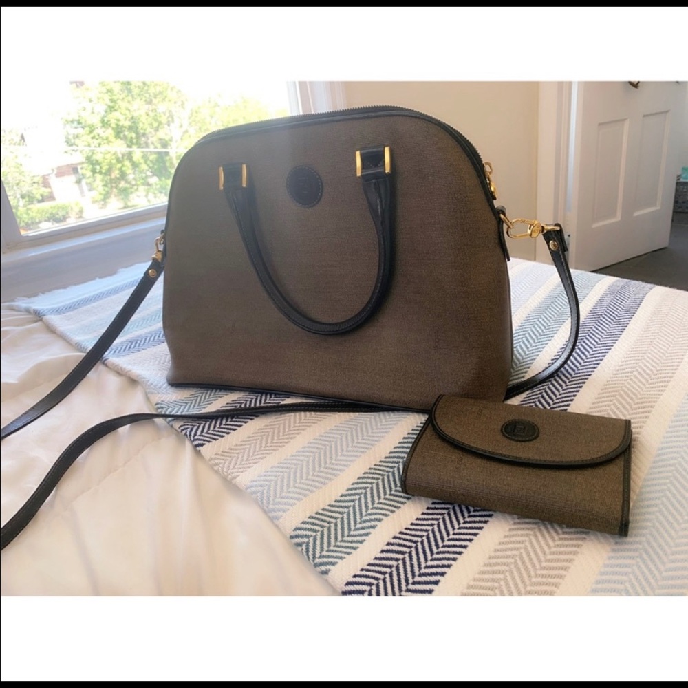Vintage Rare Fendi Pequin Canvas Bag